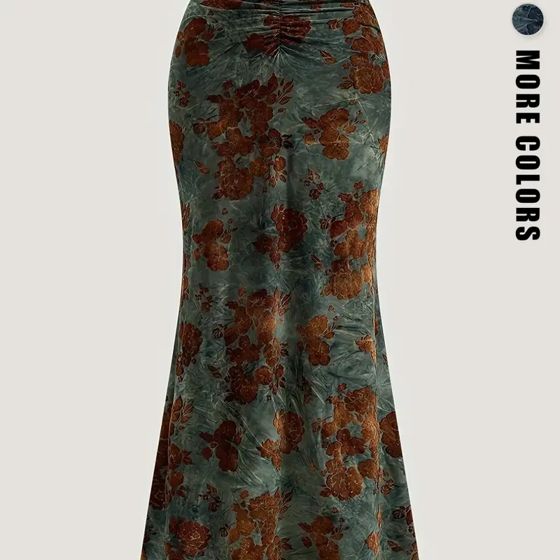 Women's Floral Slimming Long Mermaid Skirt, Elegant High Waist Bodycon Dress, Perfect for Parties & Daily Wear