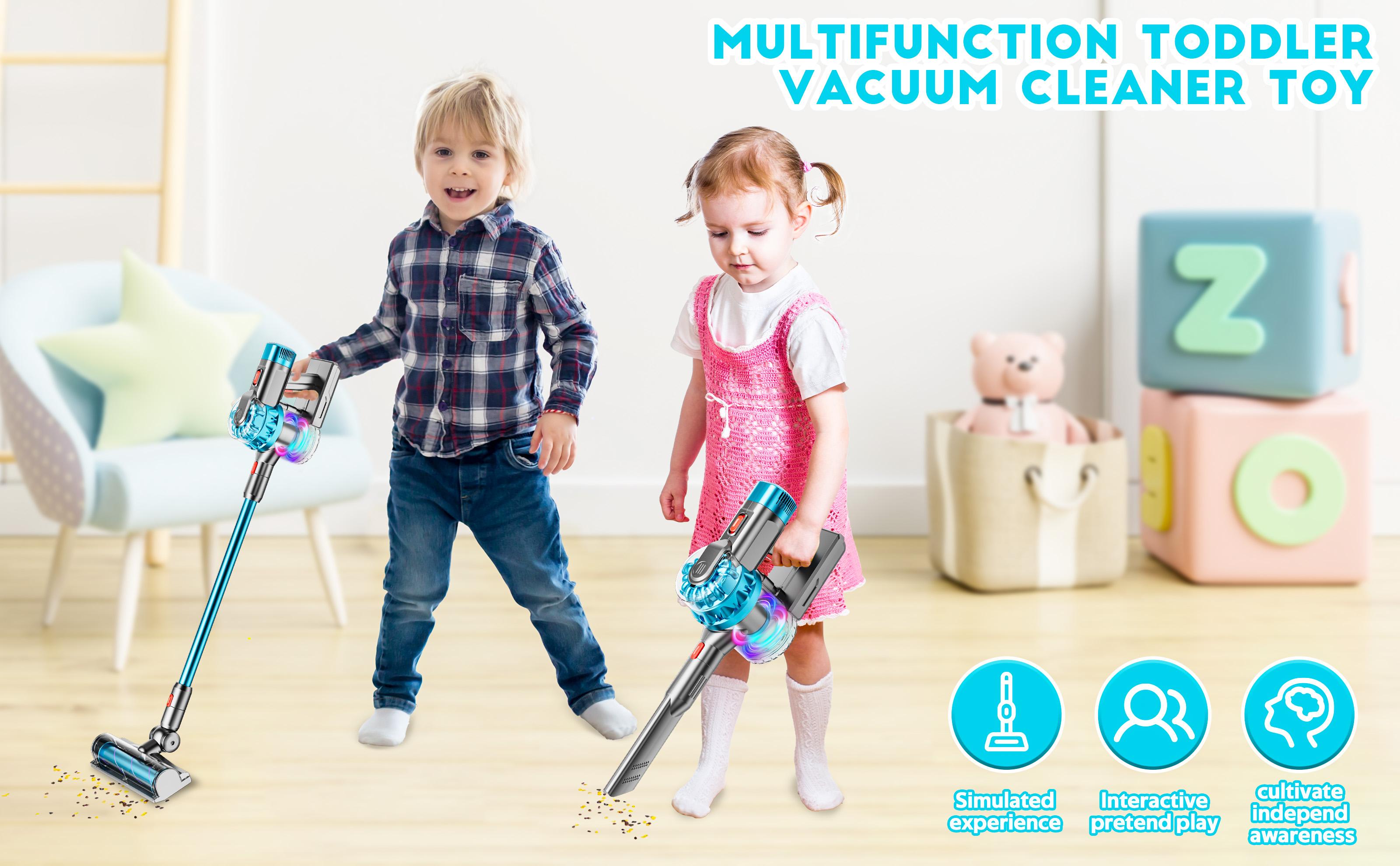 BLAXTEM 4-in-1 Kids Vacuum Cleaner Set with Real Suction & Interactive Play for Toddlers - Christmas Gift Warm Up for Holiday, Perfect Birthday Gift for Boys & Girls Ages 3-7+