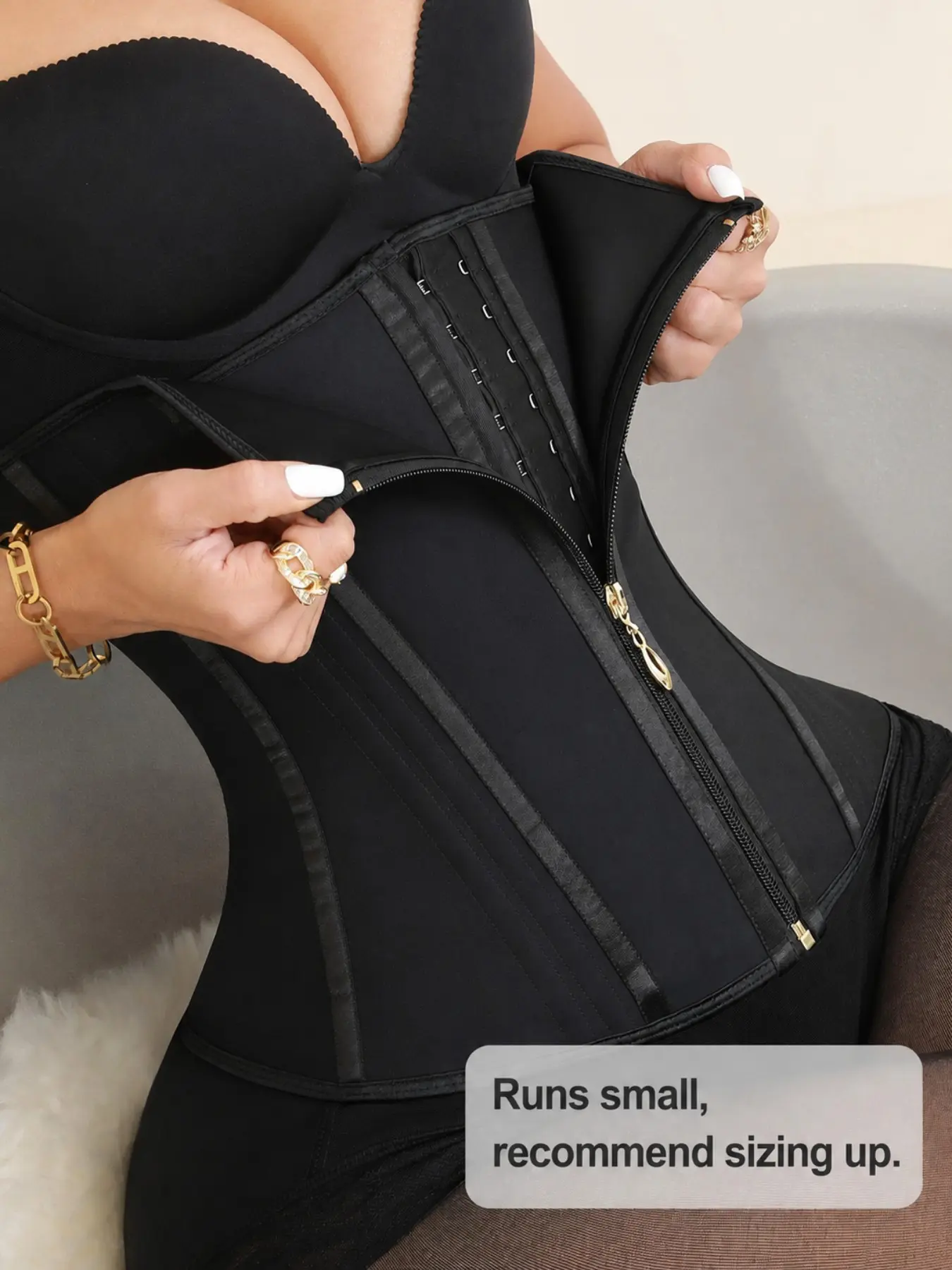 Women's Adjustable Hook & Eye Closure Zipper Waist Trainer, High Stretch Tummy Control Shaper, Waist Cincher for Postpartum Recovery, Minimalist Shapewear for Women Underwear Fit Womenswear, Abdomen Shapewear
