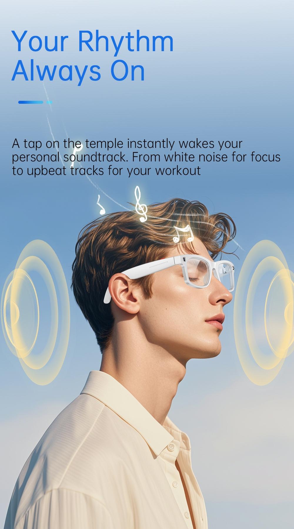 2026 New Smart Glasses Aimb S2 Max, HD Camera, Ai Translation, Video Recording, Bluetooth-compatible Music, Blue Light Blocking, Unisex Daily Wear, Multifunctional Smart Glasses
