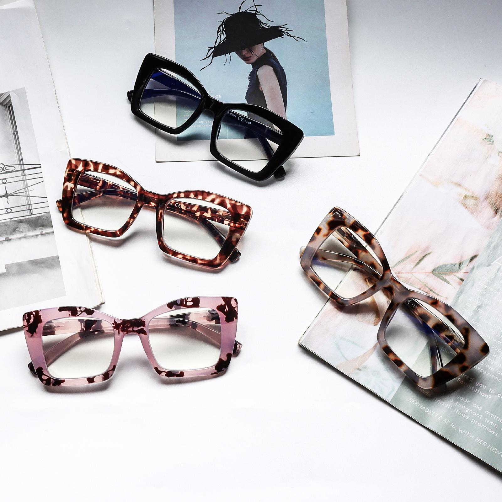 DEAAOK 4 Pack Cat Eye Frames Women's Reading GlassesComputer and Cell Phone Readers Anti-Blue Light BlockingProtects Eyes from Blue Light Spring Hinges