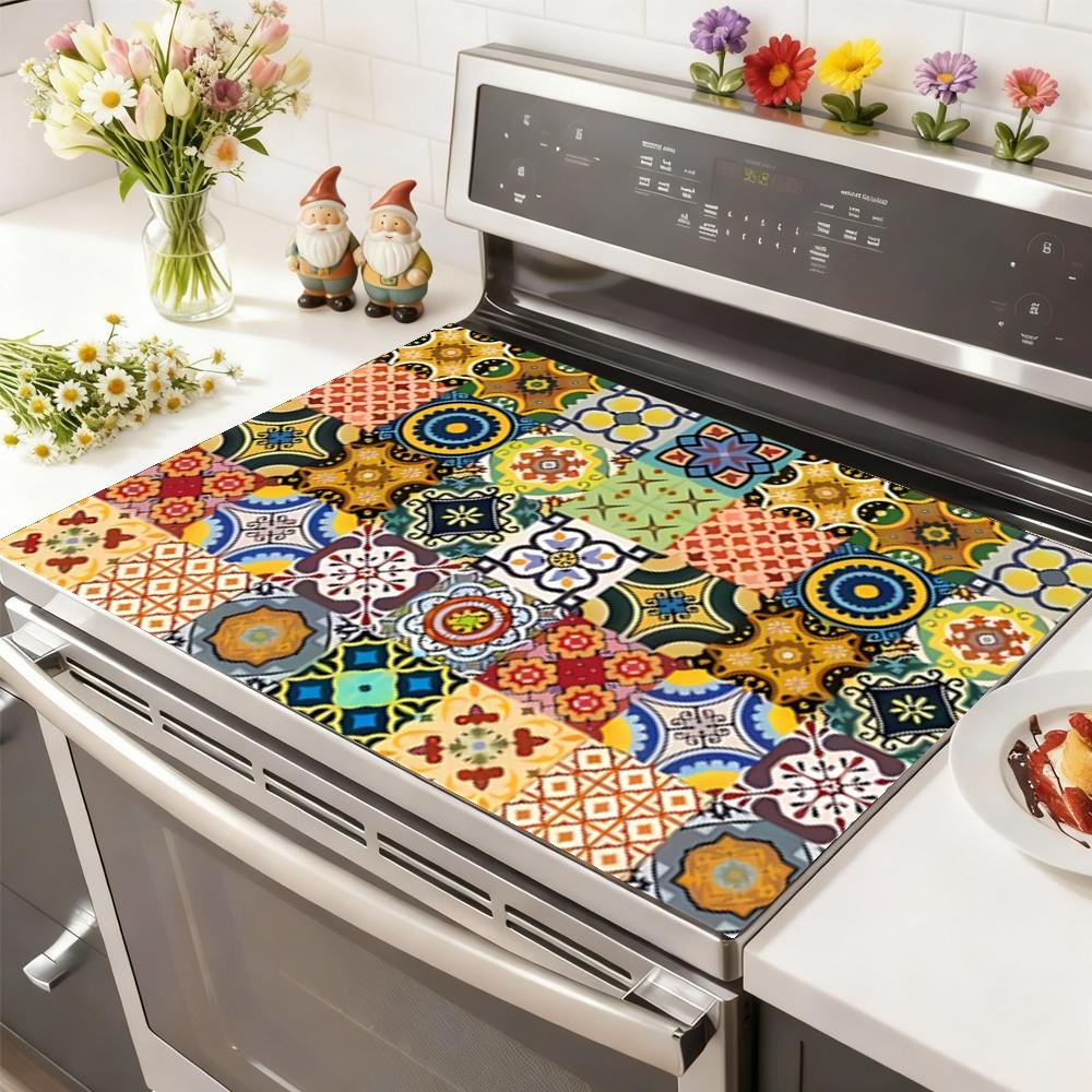 Soft Electronic Stove Panel Protector Pad, Multi-Pattern Striped Design, Scratch Resistant, Easy to Clean, Suitable for Any Kitchen, Kitchen Decorative Placemat