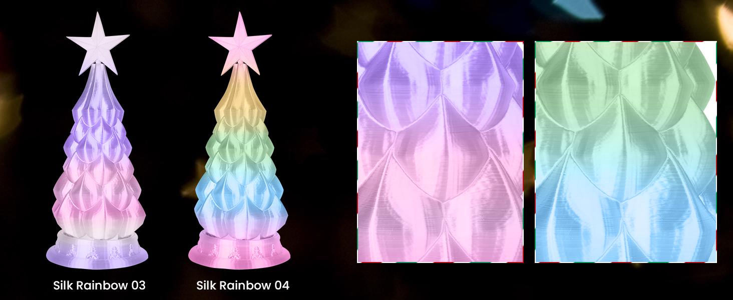 SUNLU Silk Rainbow Filament Silk PLA+ Smooth Color Change Color Change Each 8 Meters Glossy Surface 330 Meters 1kg Silk Rainbow