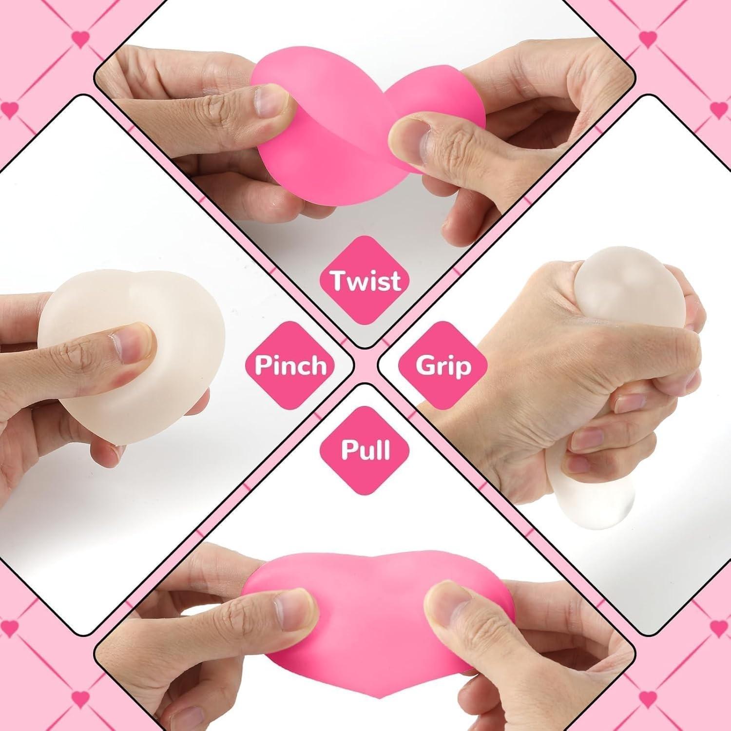 Heart-Shaped Stress Balls Set, Soft Sensory Toys for Anxiety Relief, Perfect Birthday Gift for Adults, Relaxing Squeeze Toy