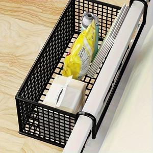 Iron Art Door Hanging Storage Basket, Woven Mesh Organizer, Space-Saving Clothes Rack, Durable Metal Frame, Essential Closet Organizer