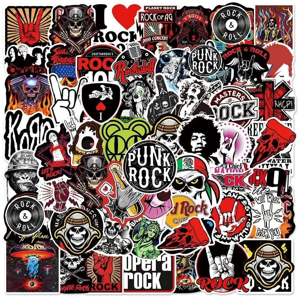 2026 New hot item 10/30/50/104pcs Rock Music Graffiti Stickers Classic Band Cool Decals DIY Motorcycle Fridge Aesthetic Vinyl Sticker for Kid Gift