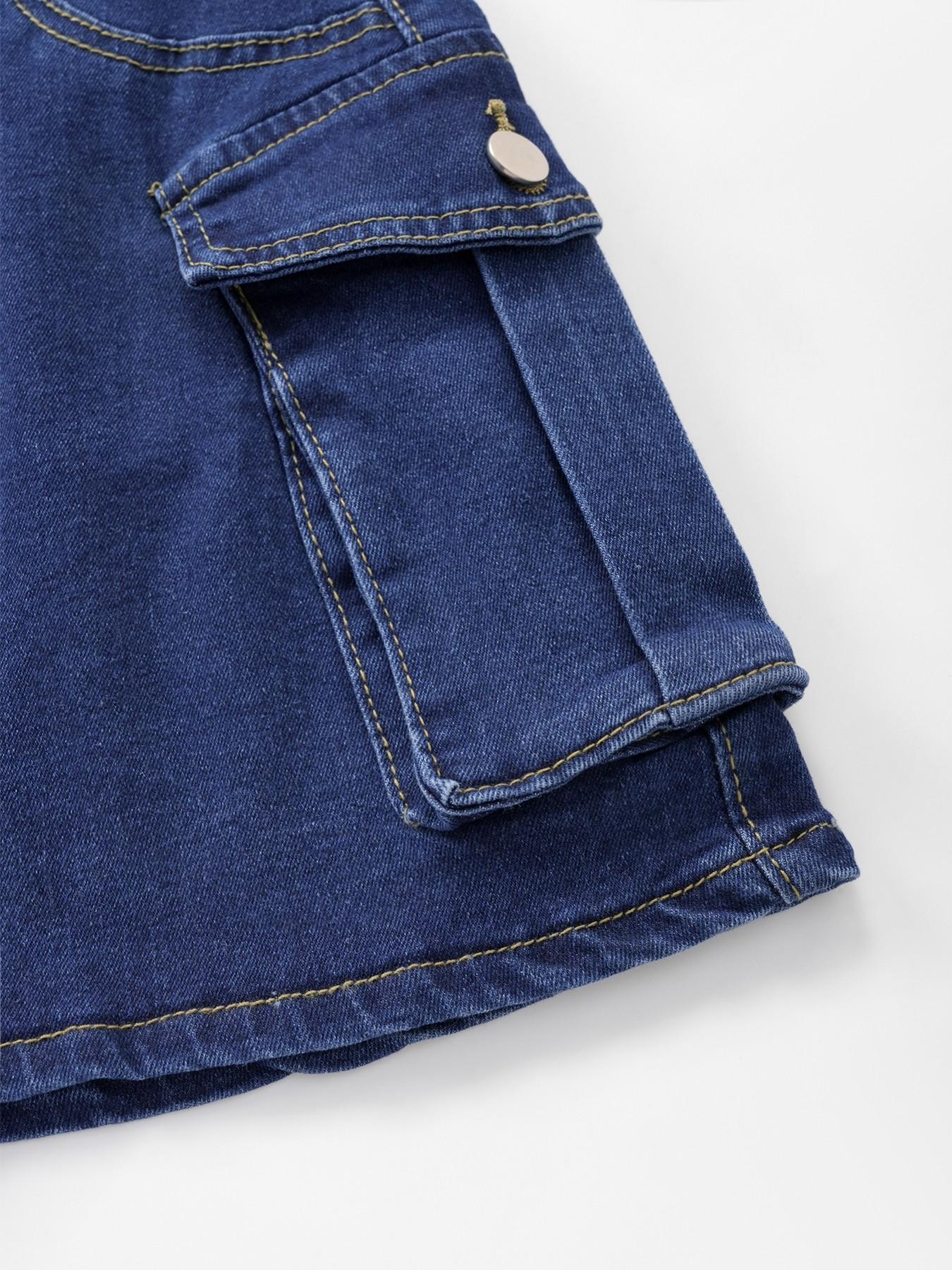 Women's Cargo Butt Lift Denim Ultra-Short Skirt, Dual Button Zip Closure, Practical Pocket Design, Soft Stretchy Fabric, Street Style