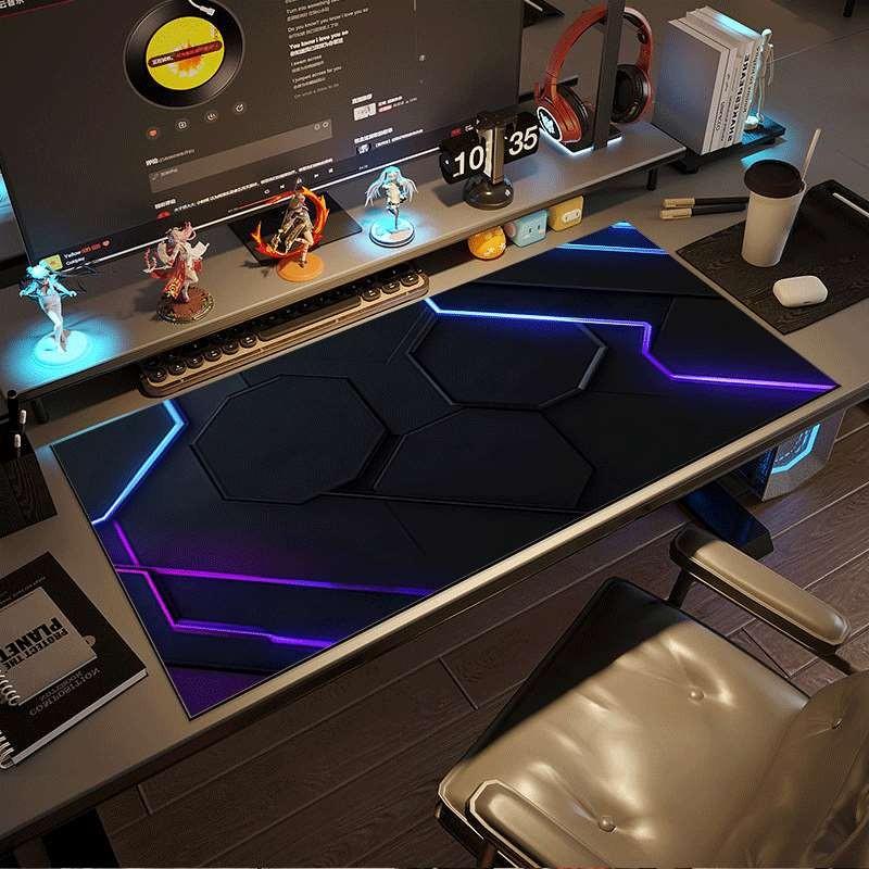 Durable Large Anti-Slip Rubber Mouse Pad, Blue Hexagonal Design, Gaming Office Desk Mat, Perfect Holiday Gift