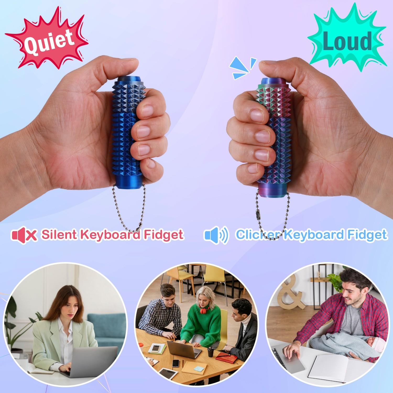 Pain Stim Fidget Toy, Quiet Press and Rotate, Cpc Approved, 3D Printed, Portable Spiky Keychain, Anxiety Relief, Focus and Calm Tool