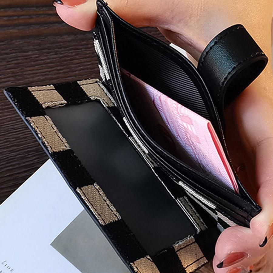 Women's Fashion Colorblock Plaid Short Wallet - Casual Canvas & PU Leather Zipper Card Holder With Snap Closure Leather Lining And Edging| Hand Or Dry Clean Only Card Covers Wallet For Cards Card Holder For Women