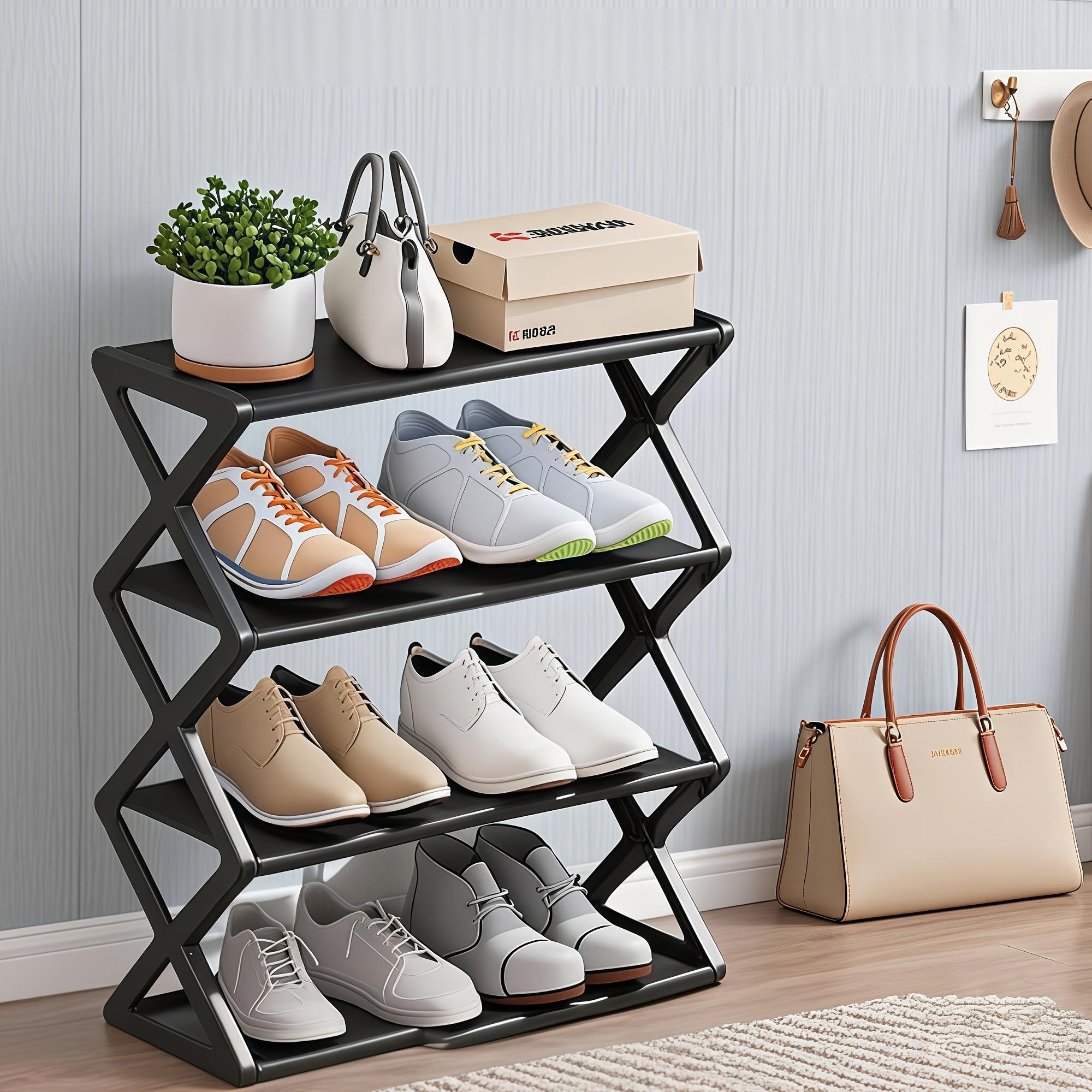 4 Layer Shoe Rack, Stainless Steel Load Bearing Pipe, Space Saving, Easy Assembly, Modern Fashion Design, Multi-Layer Storage