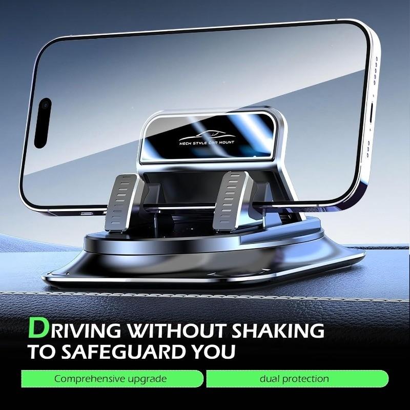 Car Phone Mount 360 Degree Rotation, Suitable for Car Navigation Dashboard, Adjustable Horizontal and Vertical Angles, Suction Cup Anti-Slip Holder