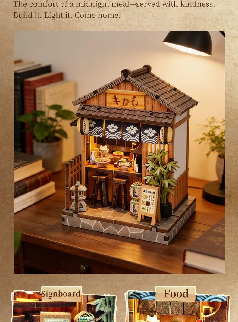 DIY Wooden Miniature Model Kits Mini Casa Japanese Restaurant 3D