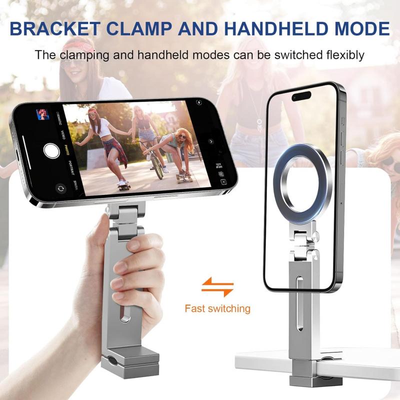 Magnetic Phone Stand - Adjustable Foldable Phone Stand with Strong Magnet, Portable Travel Phone Stand Compatible with iPhone 16/15/14/13/12 Pro, Samsung Galaxy, All Smartphones
