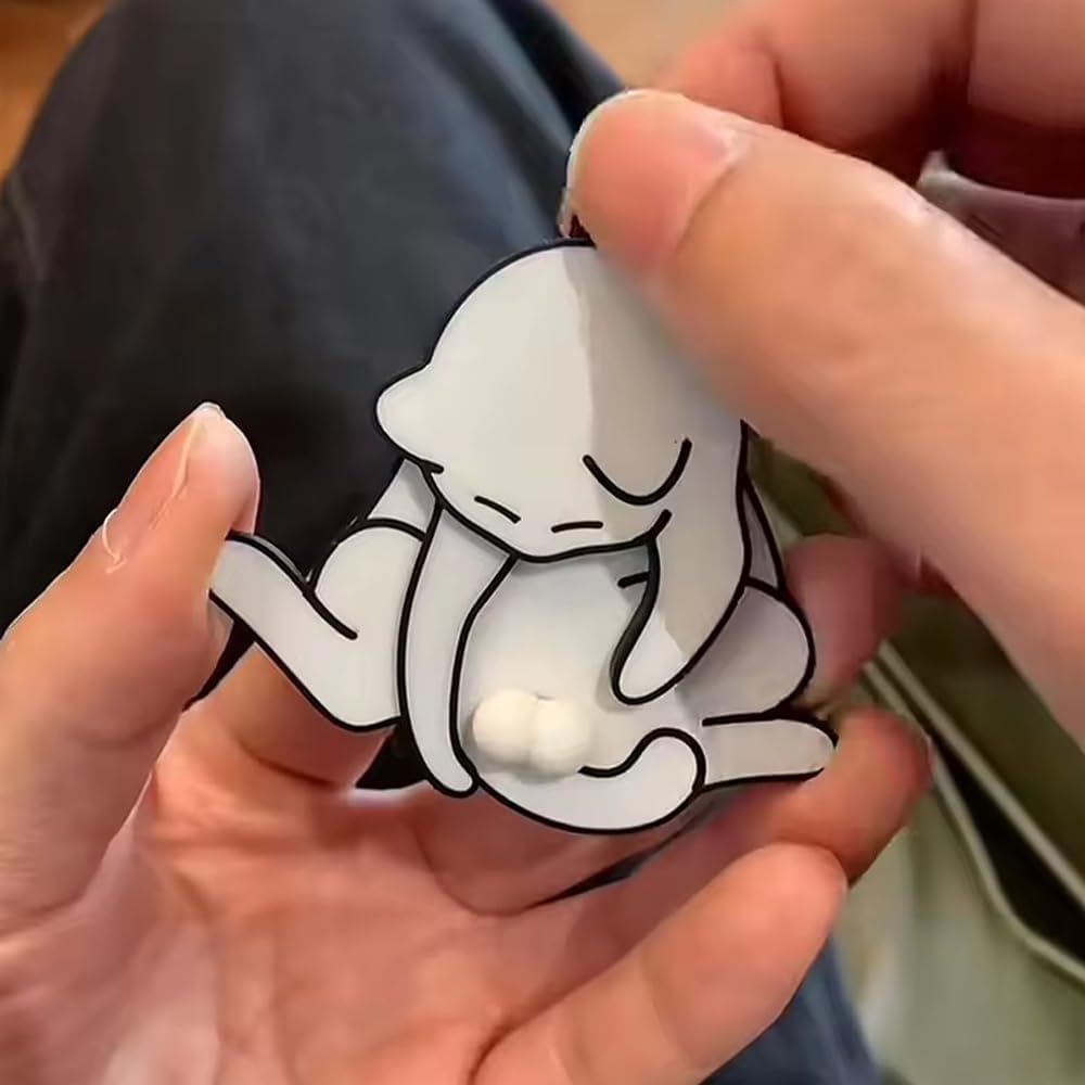 Creative Pull Egg Cat Keychain Pendant, Prank Cat Interactive Keychain, Rotatable Acrylic Bag Pendant, Fun and Unique Accessory, Cute Keychain, Silent Fidget Keychain