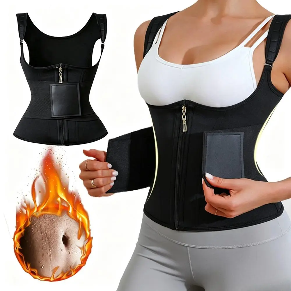 Women's Polyester Waist Trainer Vest - Compression Tummy Control Body Shaper Girdle with Adjustable Straps for Postpartum Recovery, Athletic Fit, Sportswear Shapewear Womenswear