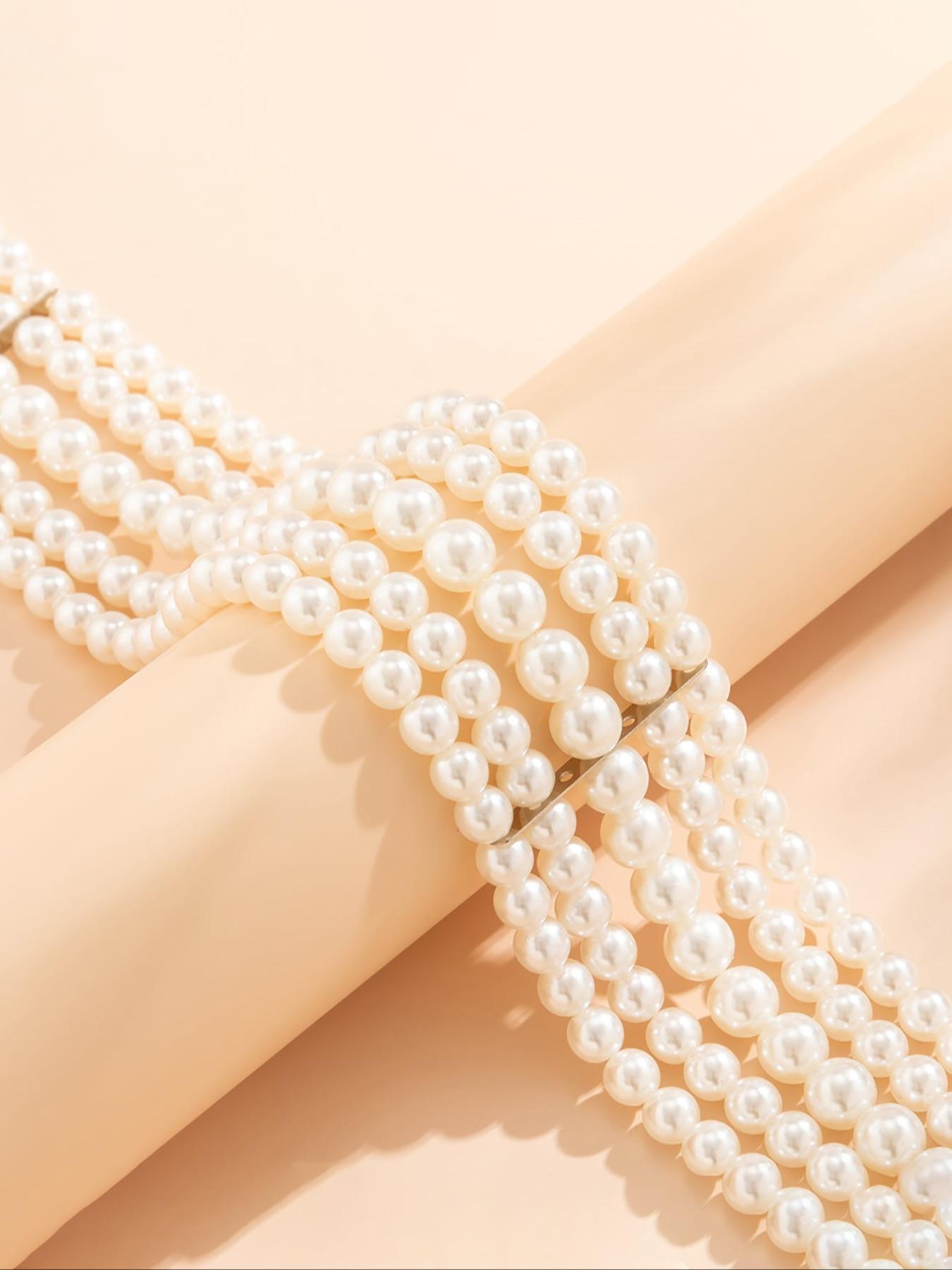 Faux Pearl Decor Choker Necklace, Elegant Women's Beaded Necklace Jewelry for Party, Daily Clothing Decor for Girl