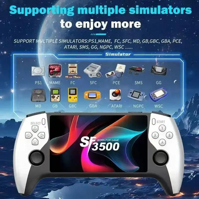 2026 New Sf3500 Upgrade Handheld Video Game Console, Portable Gaming Host, 5-Inch IPS Full HD Screen, 3000mah Long Battery Life, Ideal for Gamers