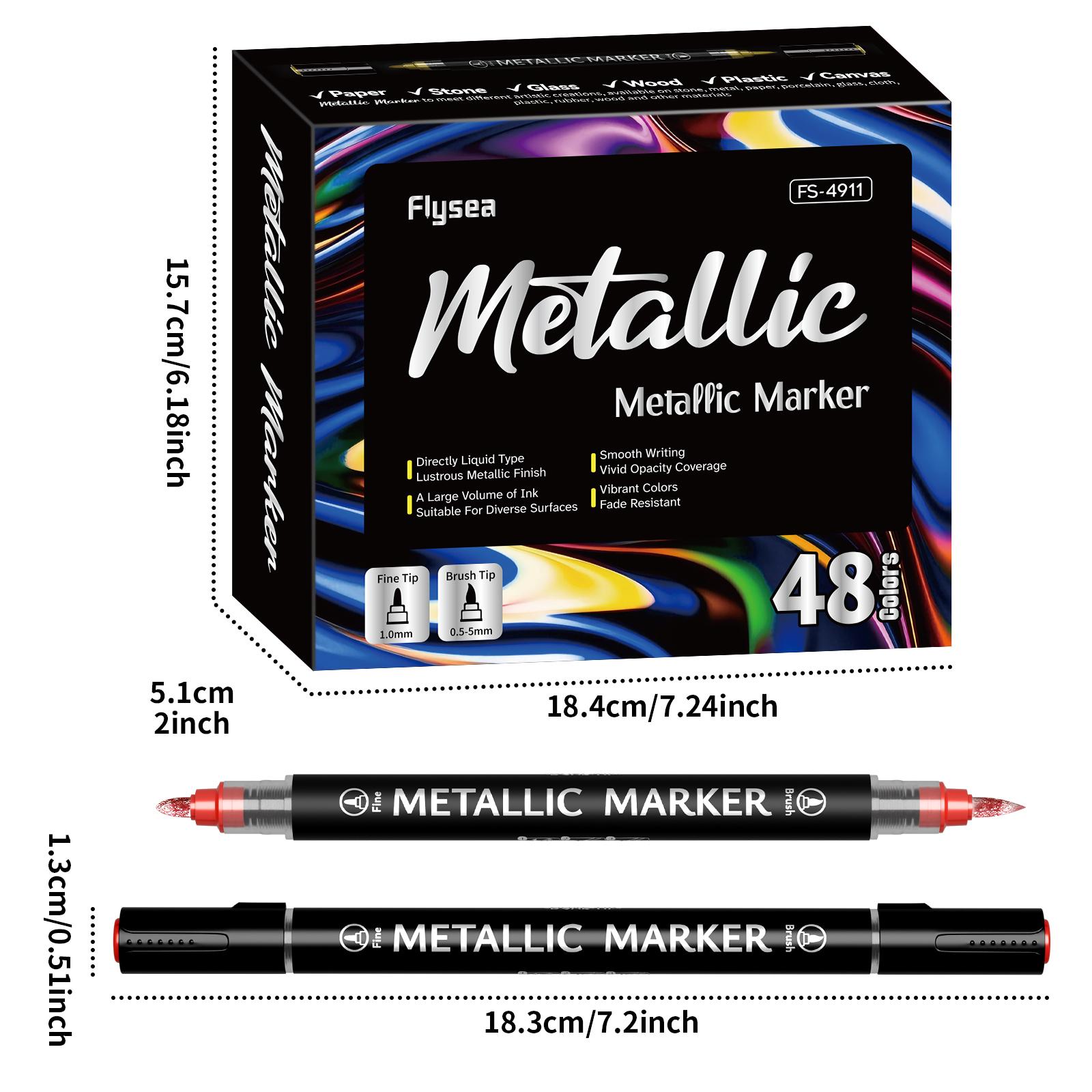 Metallic Color Markers 12/24/36/48 Colors, Non-Transparent Art Pens for Drawing, DIY Anime, School Supplies, New Condition