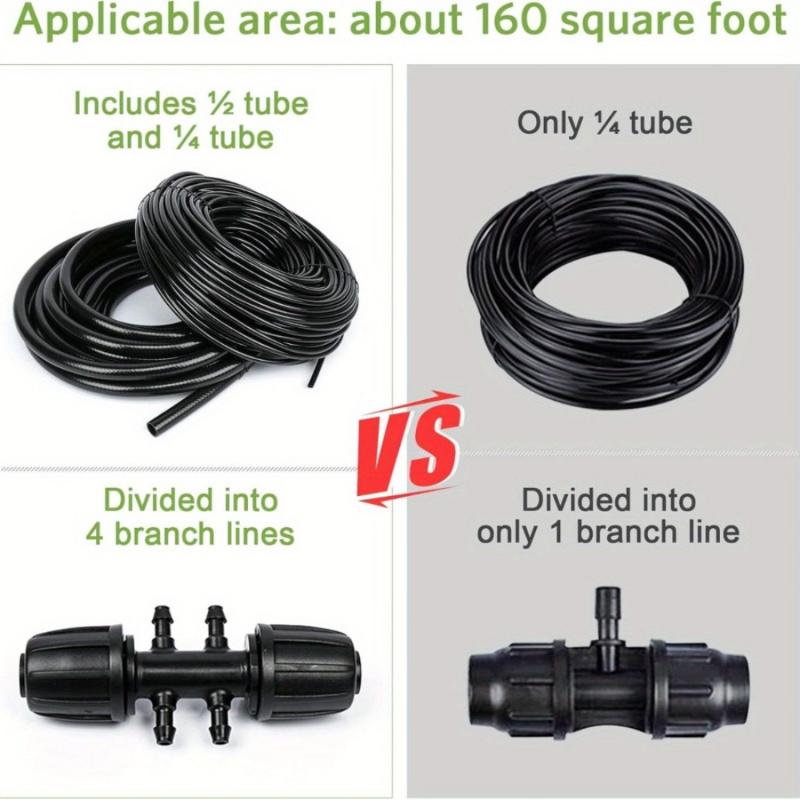 Drip Irrigation System Kit, 226ft Automatic Micro Irrigation Kit Patio Misting Plant Watering System with 1/2 inch 1/4 inch Drip Irrigation Tubing, Adjustable Nozzle Emitters for Garden Greenhouse