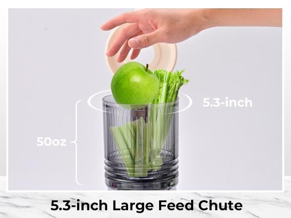 Susteas 5.3" XL Juicer for Greens & Fruits - Whole Apples Fit, No Chopping! High-Yield Cold Press Extraction for Maximum Nutrients, Easy to Assemble & Clean, Kitchen Home Appliances