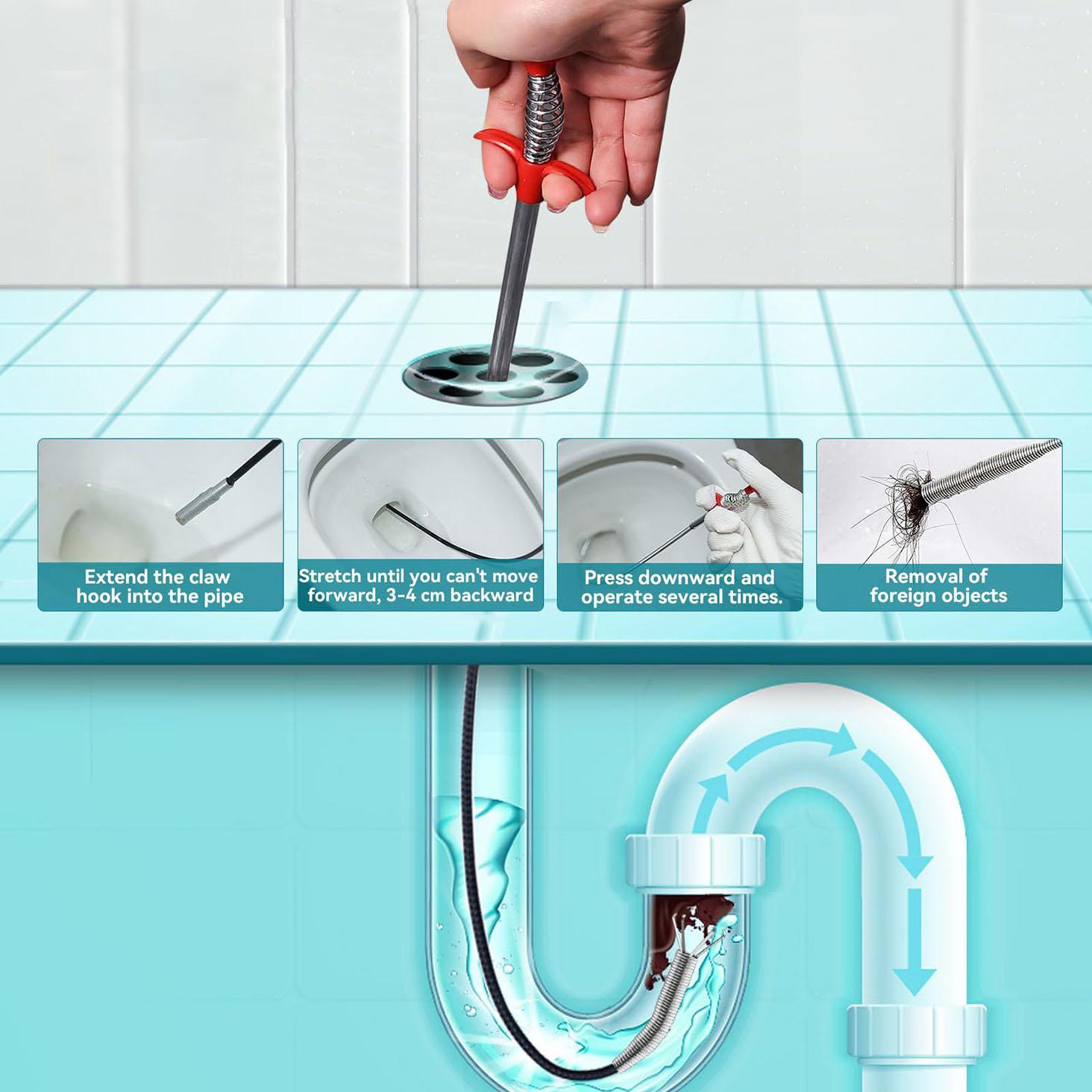 Drain Snake, Drain Clog Remover - Gutter Cleaning Tools Drain Cleaner for Toilet Sewer Shower Kitchen Bathroom Tub Clogged Drains Opener Cleaning Tool, Flexible Grabber Claw Pick Up Reacher (200cm) Drain Snake, Drain Clog Remover - Gutter Cleaning Tools Drain Cleaner for Toilet Sewer Shower Kitchen Bathroom Tub Clogged Drains Opener Cleaning Tool, Flexible Grabber Claw Pick Up Reacher (200cm)