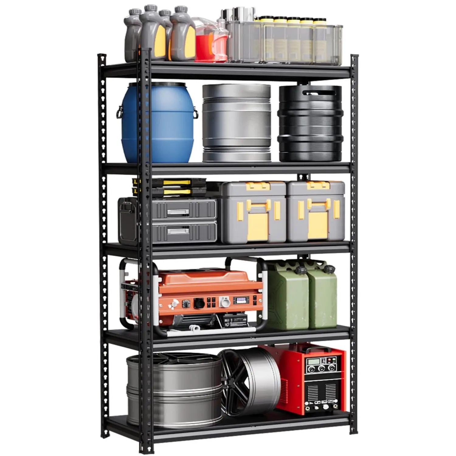 Garvee Heavy-Duty 5-Tier Steel Storage Shelving Unit, Adjustable Metal Rack, 72 in H, 2500 lb Capacity, for Garage/Warehouse/Pantry/Basement/Workshop - 36/48 in W x 18/24 in D