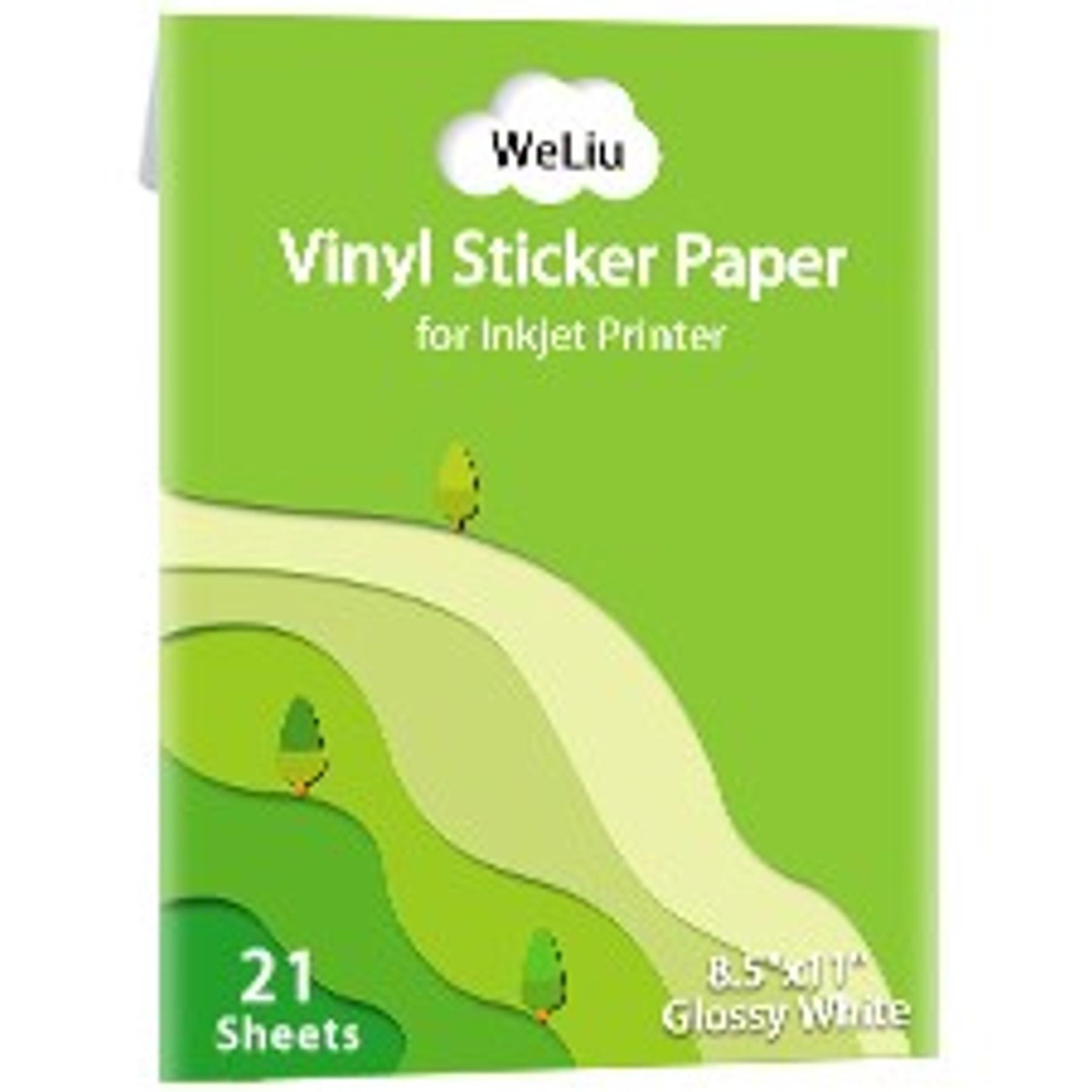 Glossy Printable Vinyl Sticker Paper for Inkjet Printer - 21 Sheets