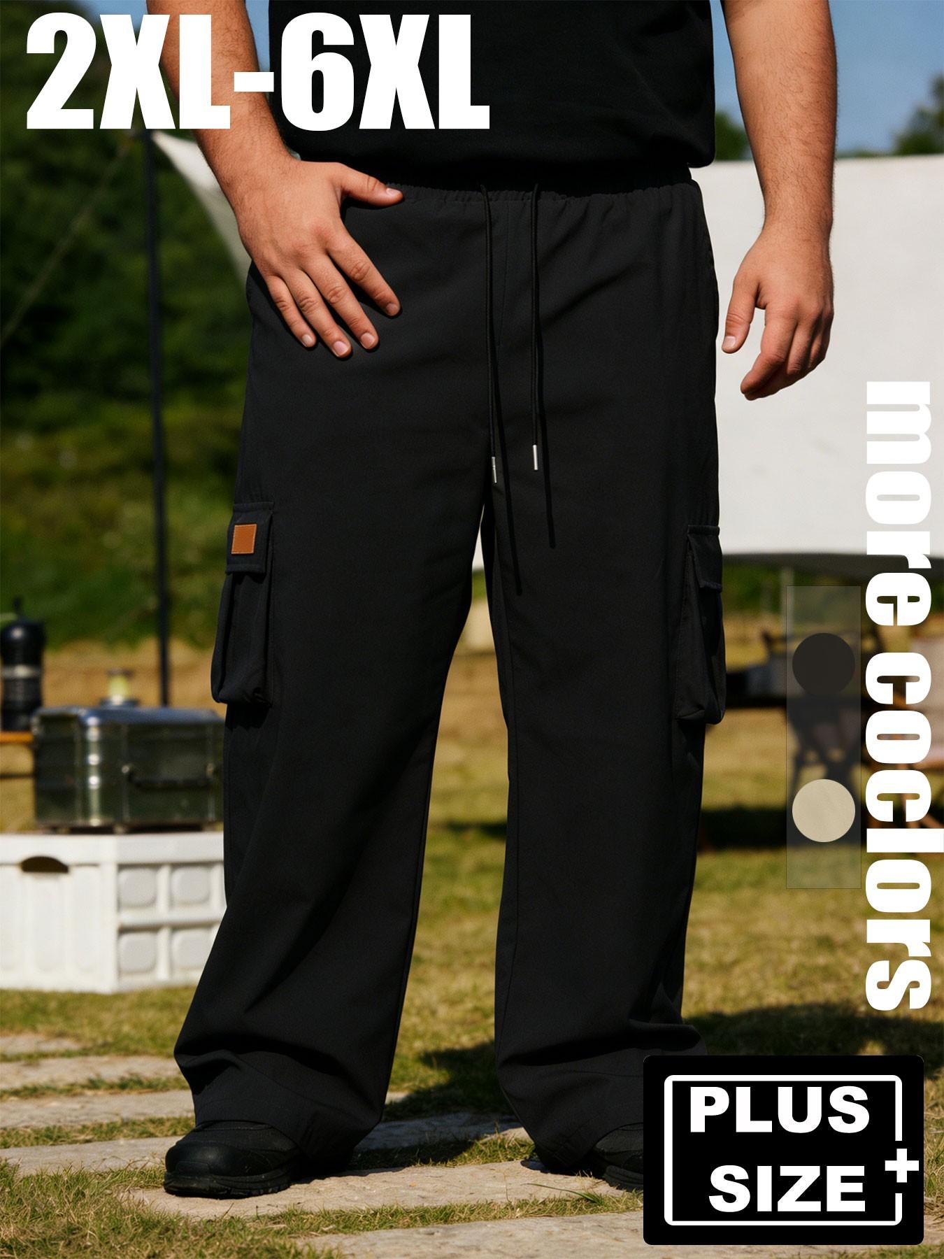 Men's Plus Size All-Season Drawstring Pants, Versatile Workwear Long Pants, Suitable for Outdoor Gatherings, Sports, Casual Walks