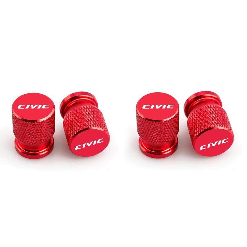 4pcs Aluminum Car Wheel Tire Valve Caps, Waterproof Tyre Rim Stem Covers, for Honda Civic Accord, Jazz, Pilot, Crv, Odyssey, Passport, City, Huttler, Hrv, Vezel