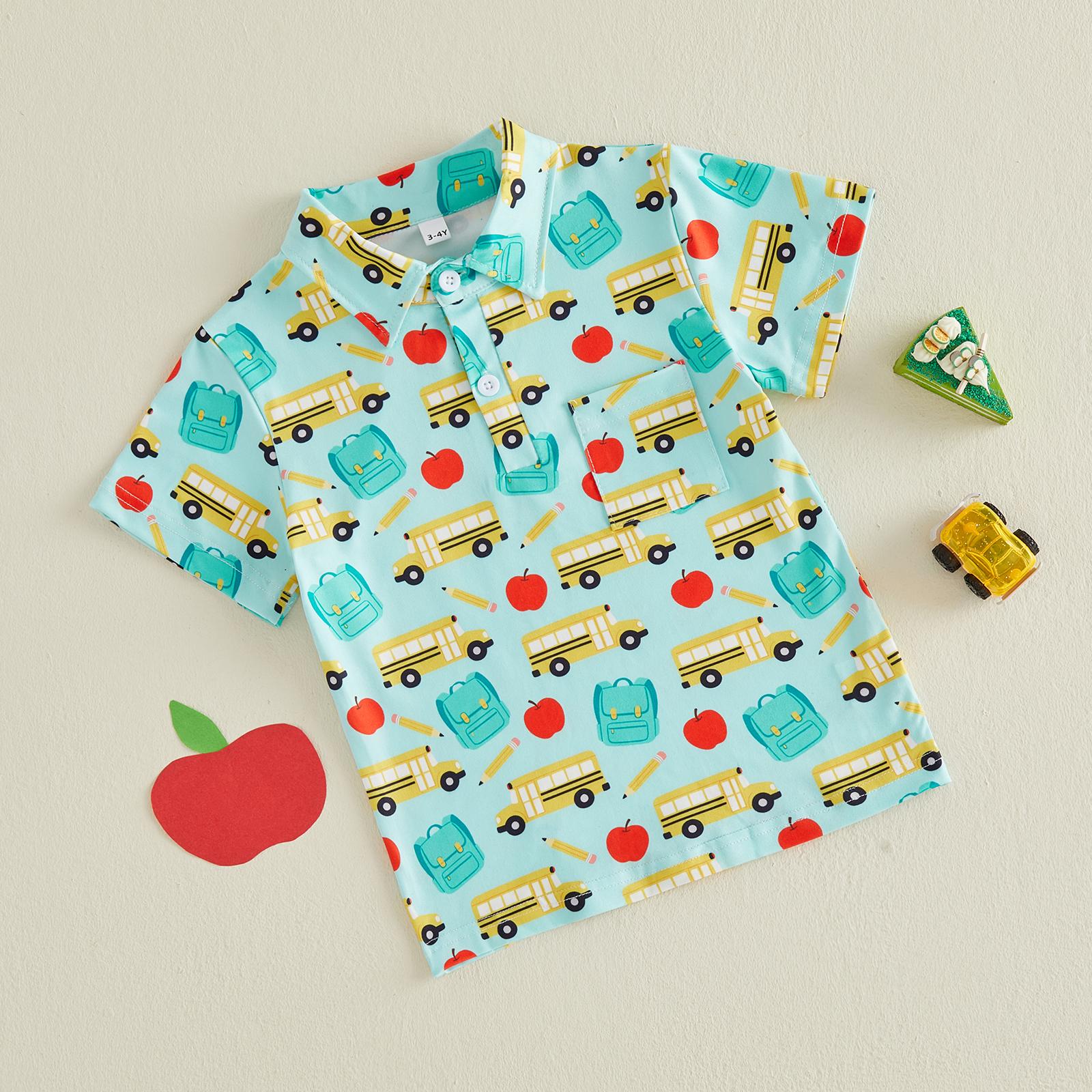 Toddler Baby Little Boys Back To School Shirts Pencil Short Sleeve Half Button-up Tops for Summer Spring 3-7 Years Toddler Baby Little Boys Back To School Shirts Pencil Short Sleeve Half Button-up Tops for Summer Spring 3-7 Years