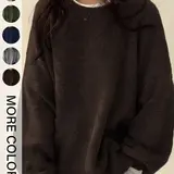 【Biack Friday】Women's Drop Shoulder Split Hem Loose Fit Baggy Sweater, Casual Basic Minimalist Long Sleeve Round Neck Jumper, Women's Knitwear Top for Fall & Winter, Sweaters for Women Womenswear, Knitwear Pullover