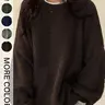 【Biack Friday】Women's Drop Shoulder Split Hem Loose Fit Baggy Sweater, Casual Basic Minimalist Long Sleeve Round Neck Jumper, Women's Knitwear Top for Fall & Winter, Sweaters for Women Womenswear, Knitwear Pullover
