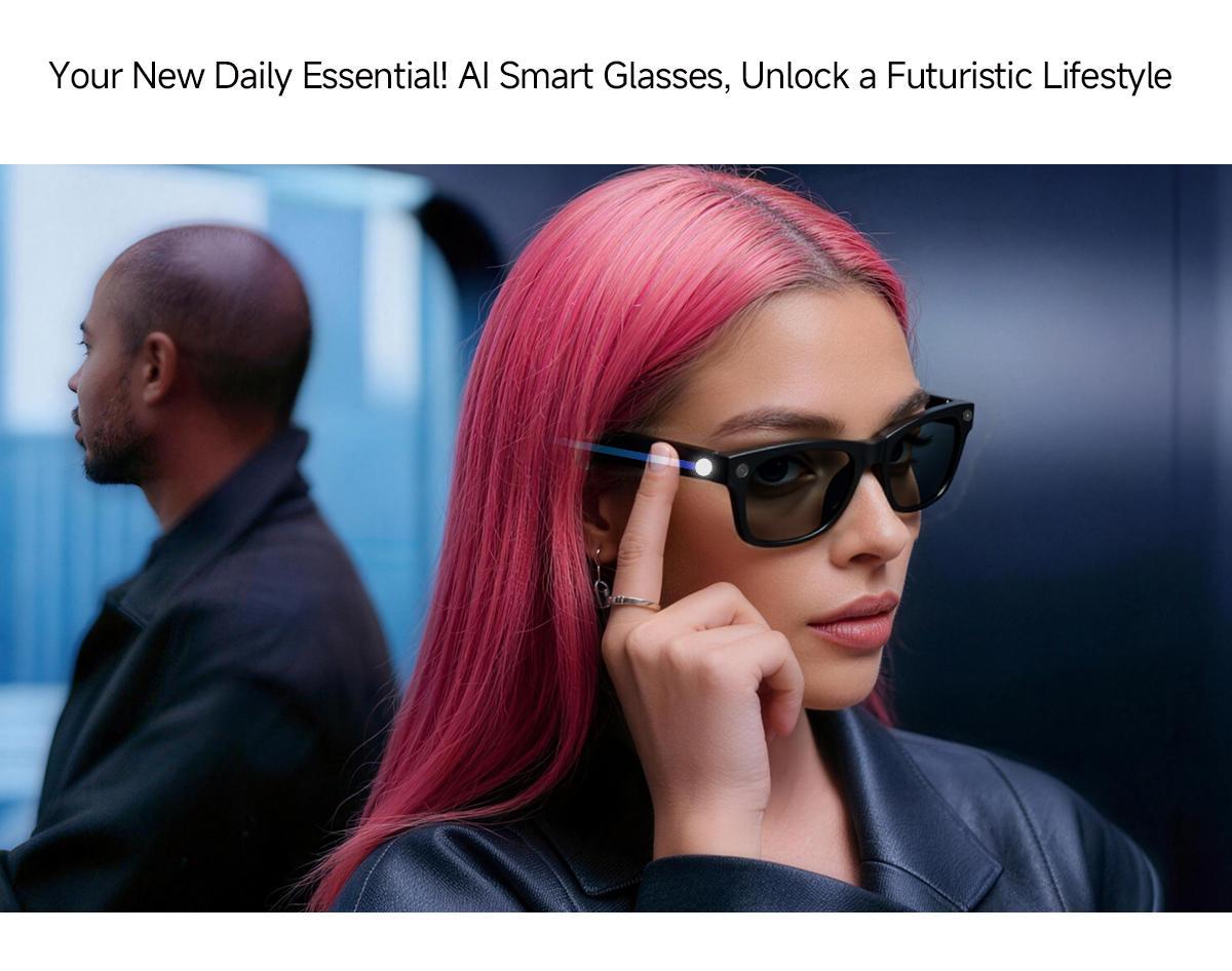 New Mt5 Ultra Ai Smart Glasses, 8mp HD Camera, Voice Recording, Real-Time Translation, Bluetooth-compatible Call, 300mah Battery, 2000mah Charger, Unisex