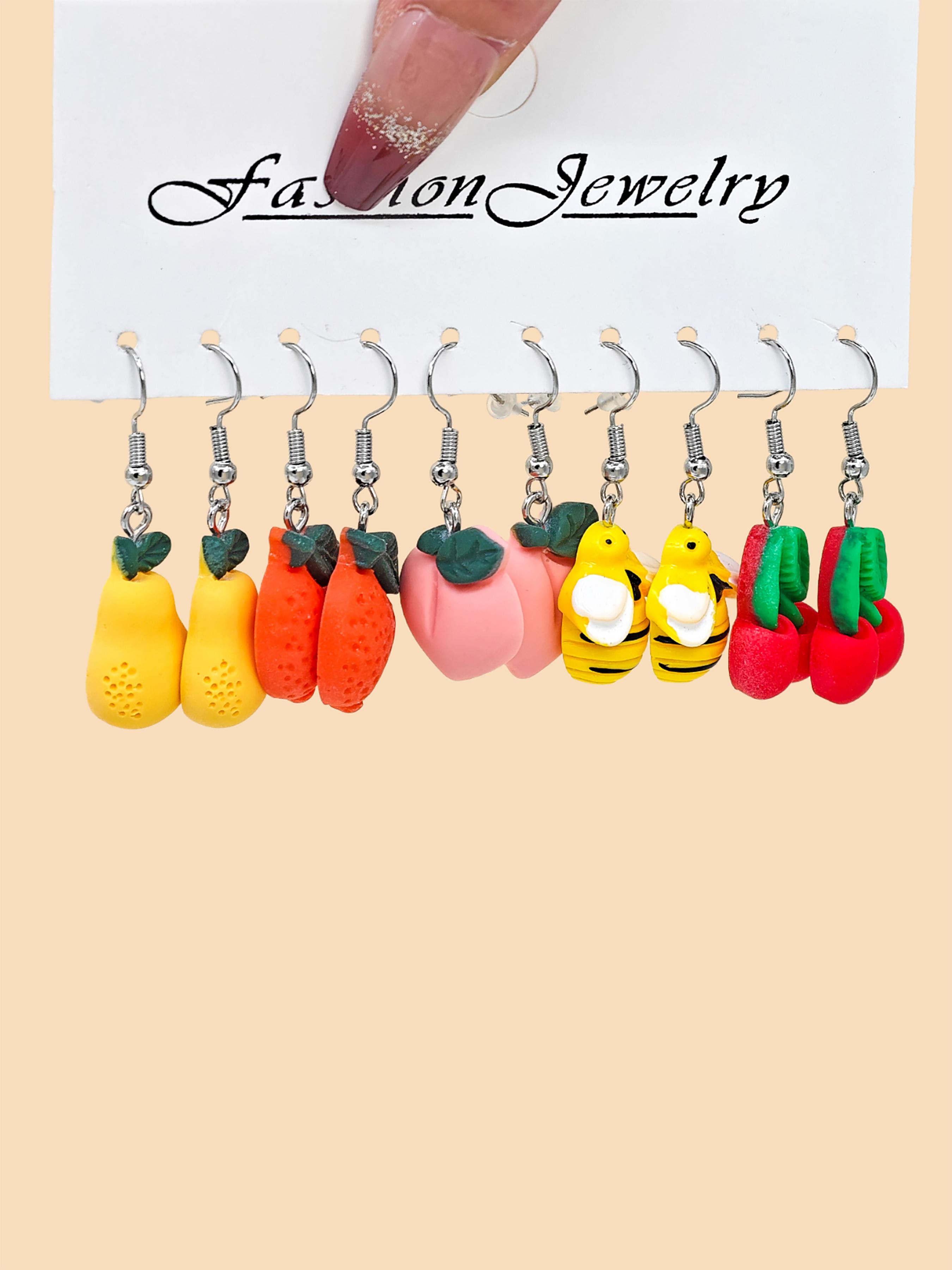 40pcs Colorful Women's Earring Set, Ocean Life Fruit Mini Style, Daily Wear Jewelry, Cute Design, Dangle Earrings, All Seasons