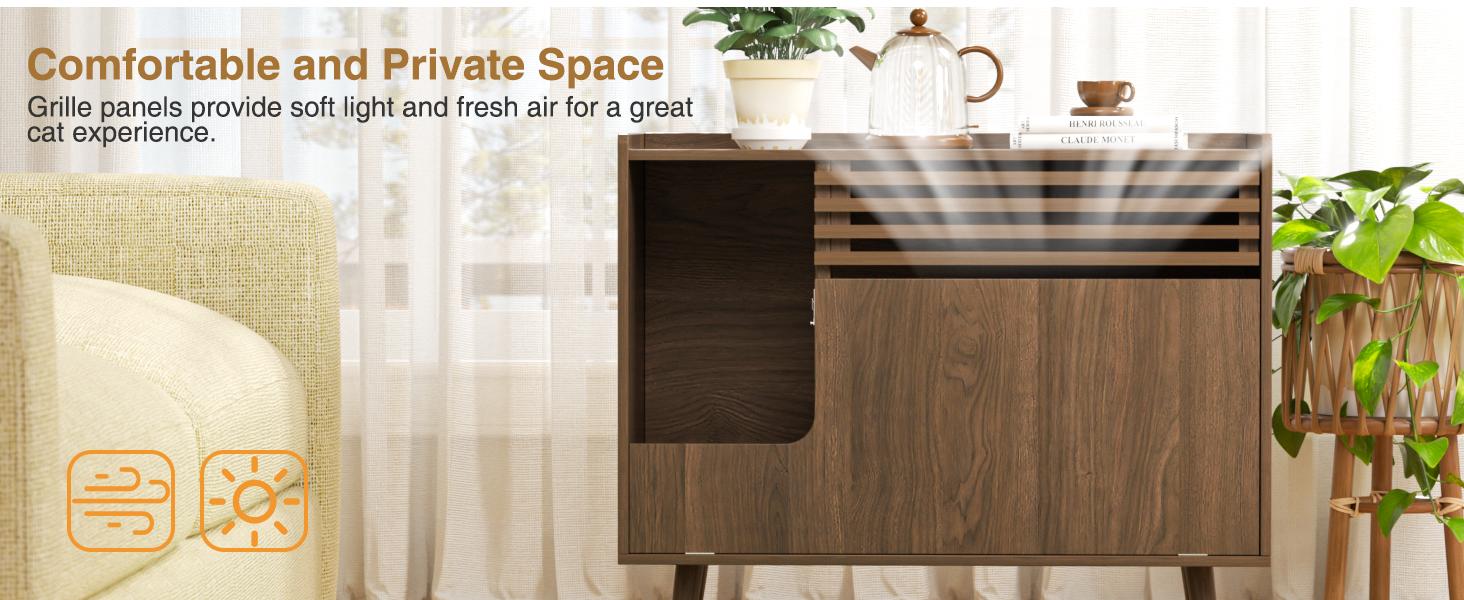 Vabches Cat Litter Box Enclosure,Mid-Century Modern Hidden Litter Box Furniture with Cat Scratch Pad,Flip-Down Opening Litter Box Cabinet Cat Washroom End Table Vabches Cat Litter Box Enclosure,Mid-Century Modern Hidden Litter Box Furniture with Cat Scratch Pad,Flip-Down Opening Litter Box Cabinet Cat Washroom End Table