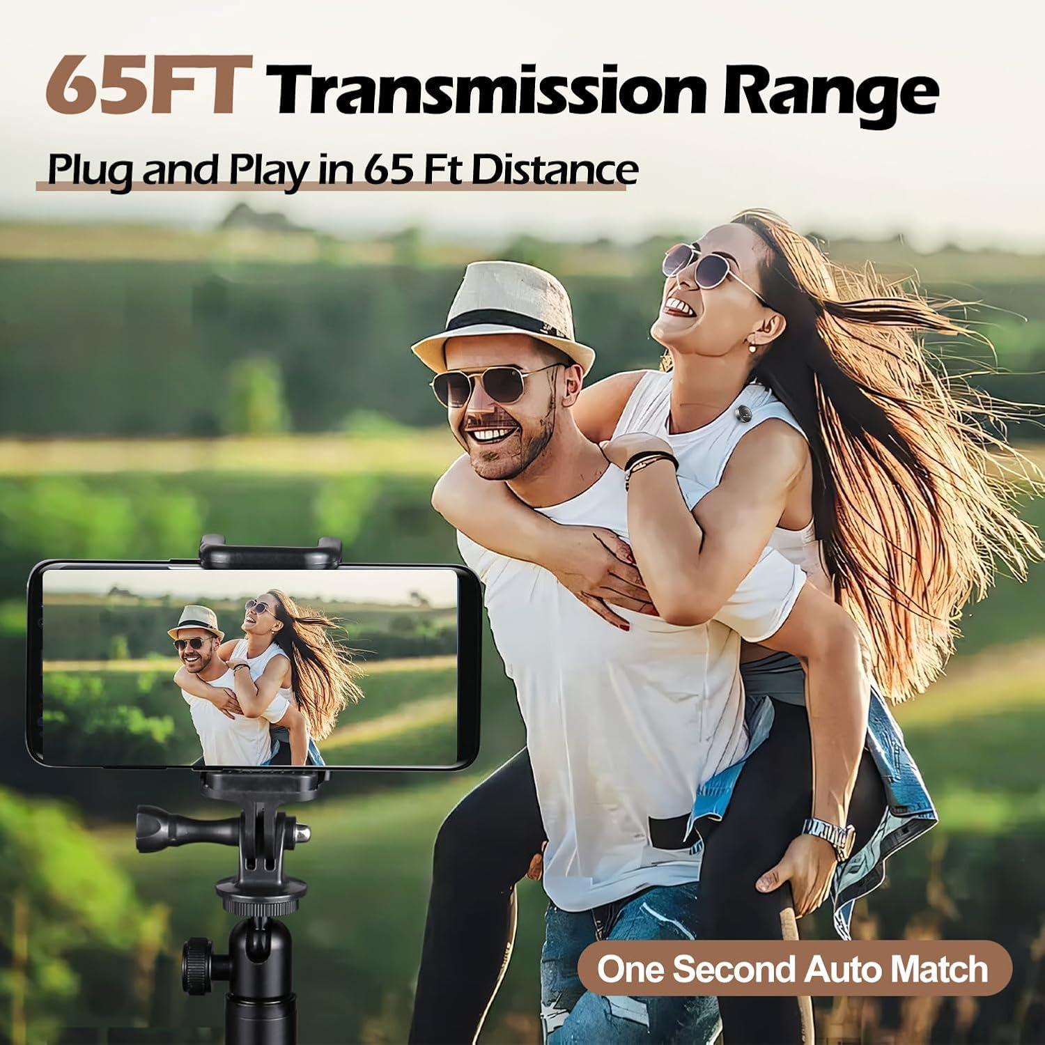 Wireless Microphone with Charging Case, Noise Reduction Lavalier Mic for YouTube TikTok Vlog Interviews, Rechargeable Microphone for iOS Android PC, Wireless Lavalier Mics