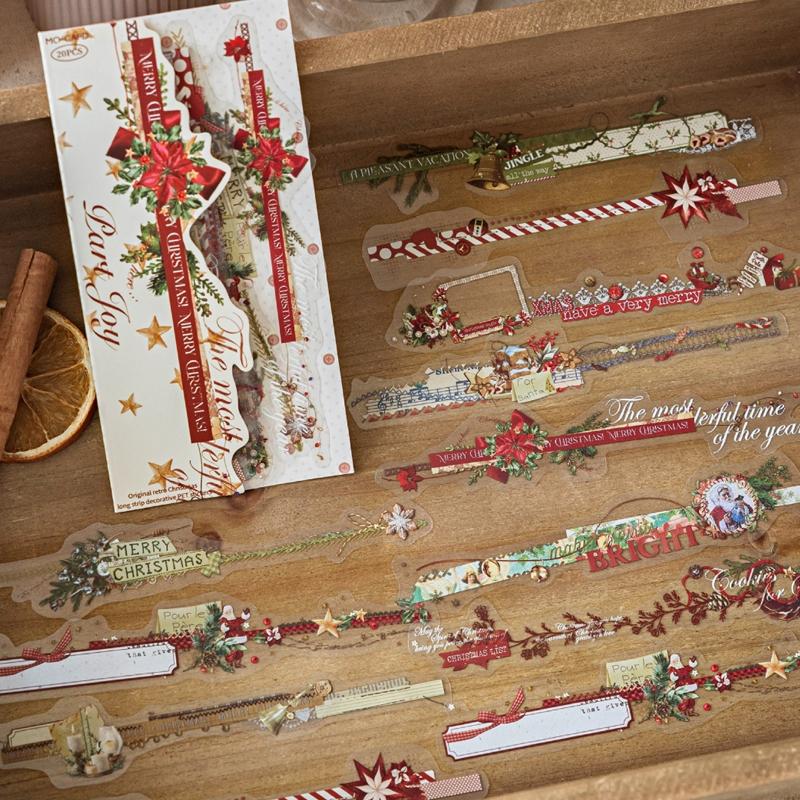 20pcs Christmas Series Pet Sticker Pack, Creative DIY Journal Collage, Phone Case Decoration, Diary Calendar Greeting Card Decor