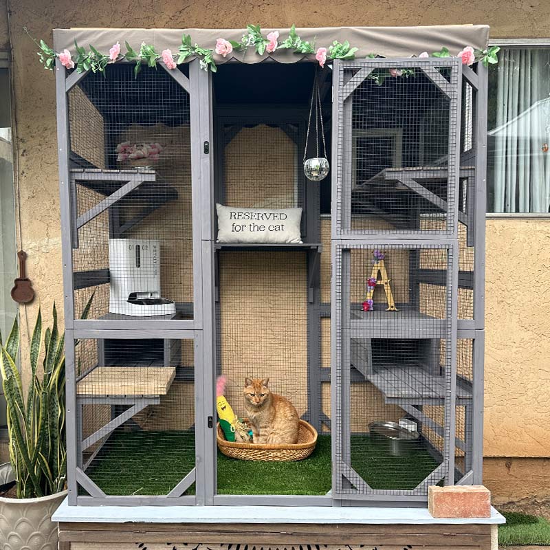 Aivituvin Walk-in Large Cat Enclosure with Roof Tarp - Connects to Windows or Cat Doors-AIR37-M Aivituvin Walk-in Large Cat Enclosure with Roof Tarp - Connects to Windows or Cat Doors-AIR37-M
