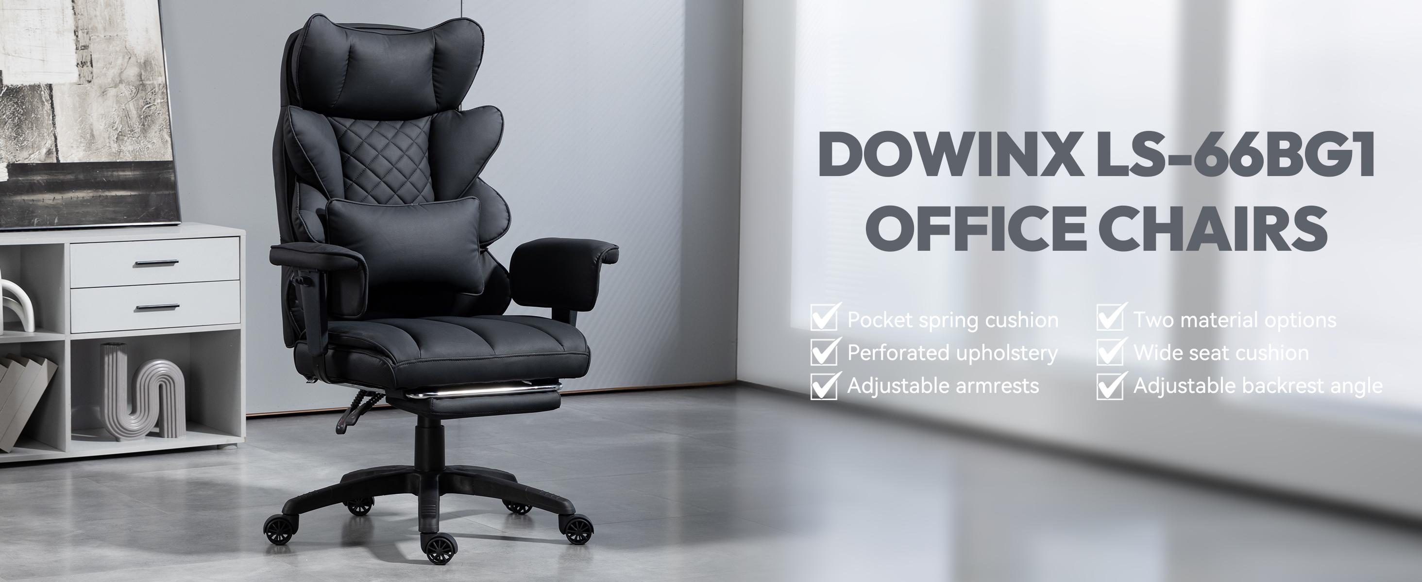 Dowinx Big and Tall Office Chair with Pocket Spring Cushion and Lumbar Support,High Back Computer Gaming Chair with Adjustable Armrests,Executive Desk Chair with Footrest