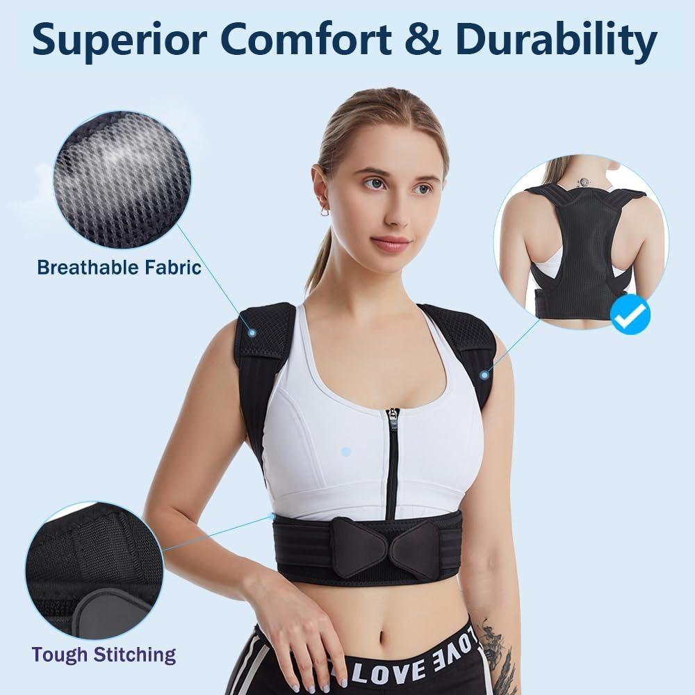 Professional Posture Corrector for Women and Men - Back Brace, Posture Strap to Stop Slouching, Adjustable Back Straightener, Adjustable Full Back Support, Improve Spine Alignment & Stand Taller