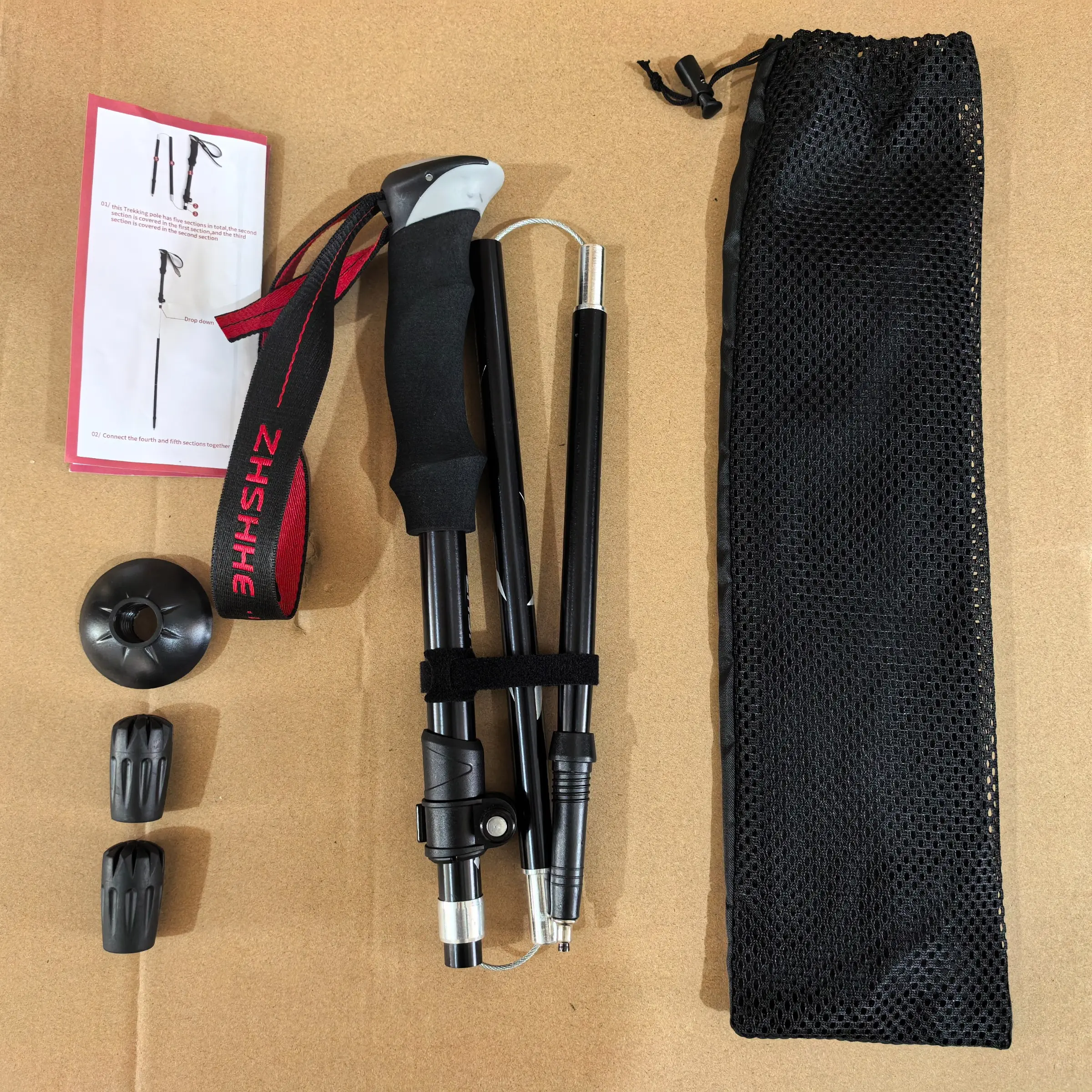 Foldable Hiking Stick Ultra-Light Aluminum Cane, Non-Slip Trekking Staff, Adjustable Height, Portable Backpack Compatible, Universal Use
