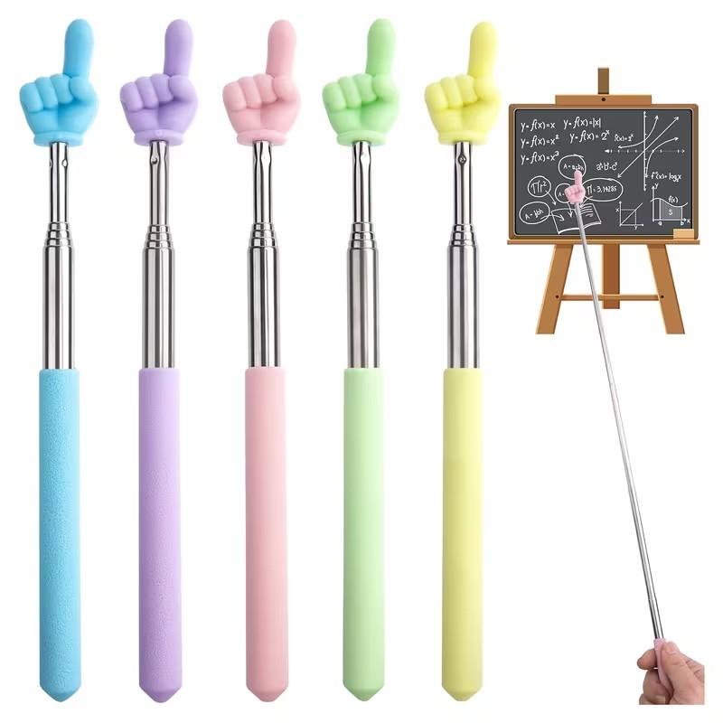 Classroom Extendable Pointer Stick, Classroom Supplies, Teacher Finger Tool, Colorful Demonstration Pointer Rod, Child and Adult Extensible Pointer
