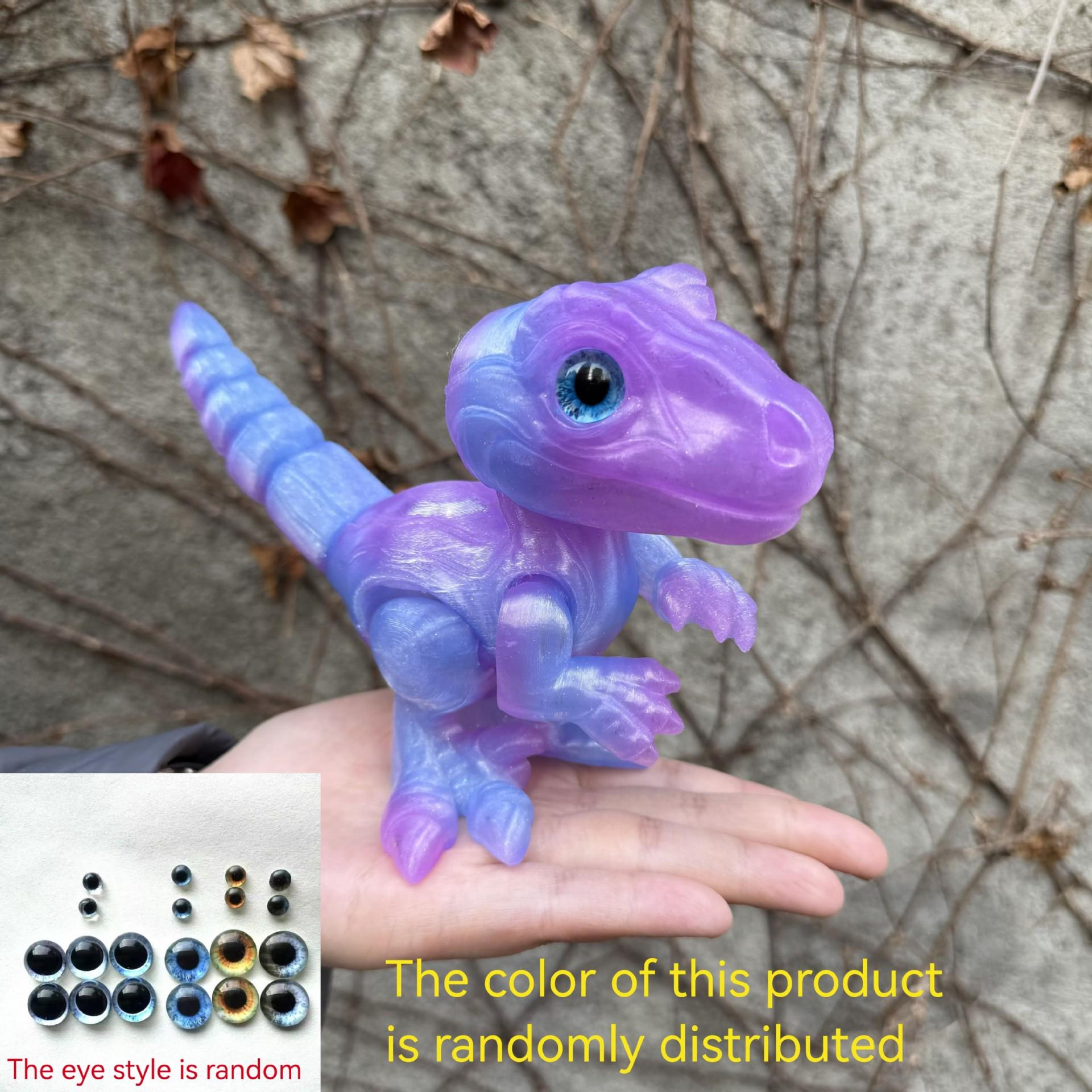 3D Printed Small Colorful Dragon Jointed Figure with Realistic Eyes, Artisanal Ornament, Collectible Doll, Decorative Craft