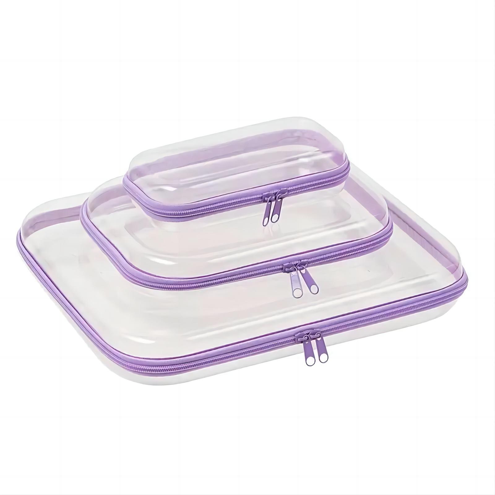 Clear Storage Box Set, 1/2/3 Counts/Set Large Capacity Organizational Zipper Storage Box, Portable Storage Organizer for Skincare, Clothes, Books, Laundry, Travel Toiletry Bag, Space Saver Organizer, Beauty Organizer, Multiple colors available