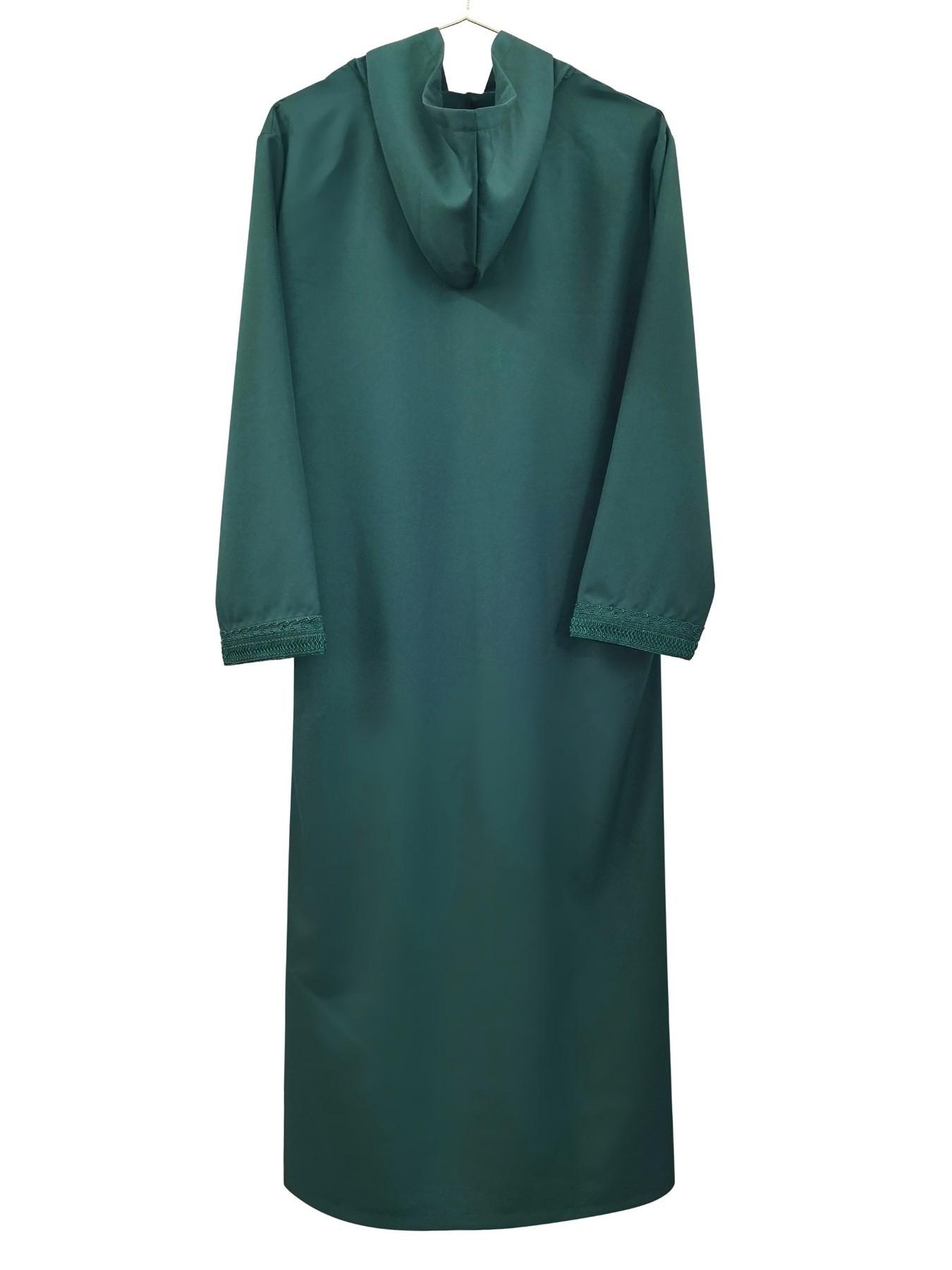 Men's Lightweight Hooded Islamic Thobe, Modest, Embroidered Zipper Front, Loose Fit, Ideal for Middle Eastern Men, Perfect for Festivals and Pilgrimages, Arabic Thobe