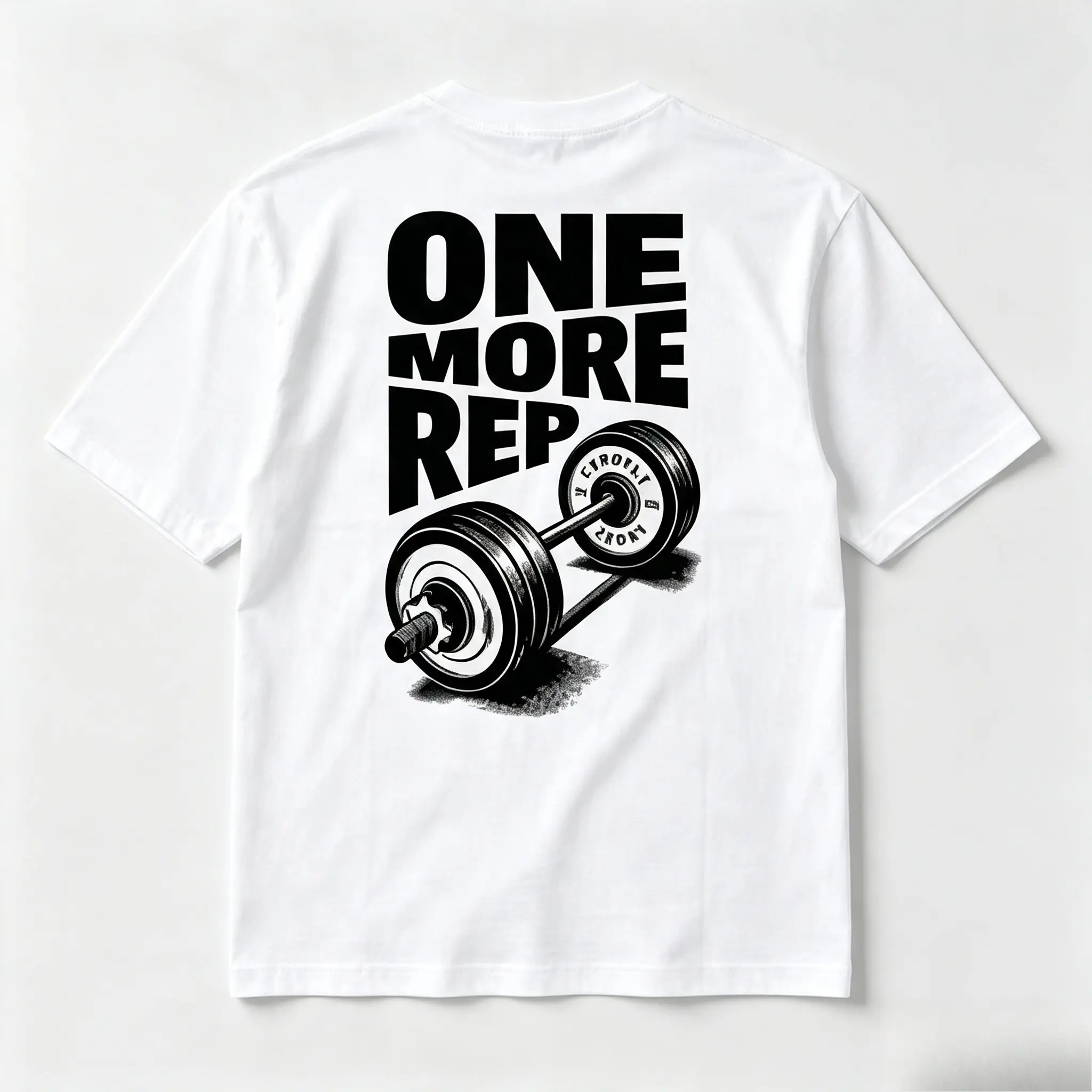 One More Rep Dumbbell Gym Back Print Graphic Oversized Cotton T‑Shirt, Cool Fashion Workout Outfit, Comfort Short Sleeve Tee, Ideal Valentines Holiday Gift for Him Her Fitness Gym Lovers Friends Family
