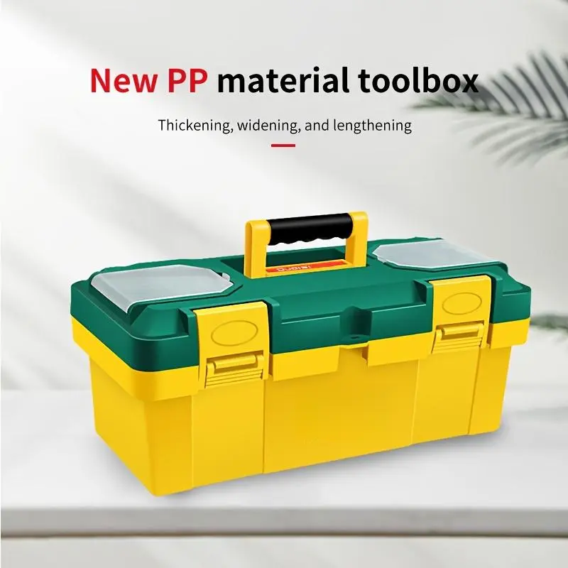 Heavy-Duty Portable Toolbox - Thick, Widened, Large-Capacity Multi-Functional Durable Plastic Storage Box, No Assembly Required, for Home & Industrial Mechanics
