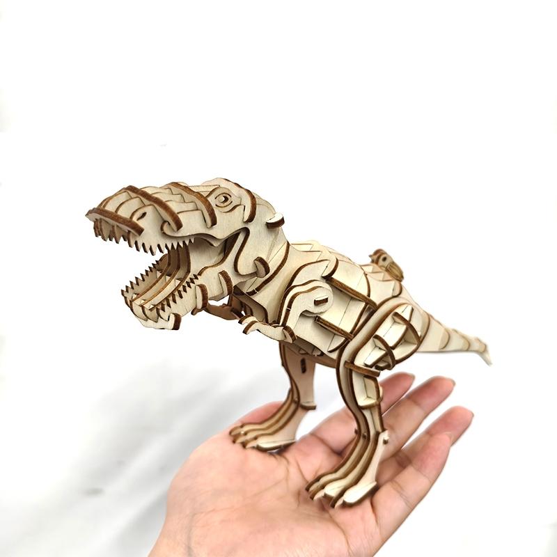 Small Tyrannosaurus Rex Wooden Puzzle, 3D Assembly Animal Model, Educational Toy, Realistic Animal Series Ornament, No Battery Needed