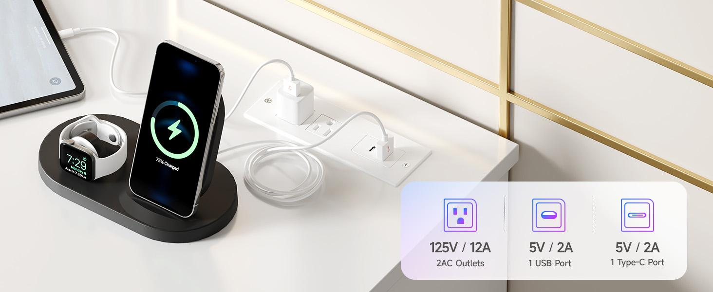 【SPOTLIGHT DAY】ONBRILL LED TV Stand for 80 Inch TV, 70 Inch Entertainment Center with Power Outlets, Modern TV Console Gaming Media Television Stands with Storage for Living Room, Bedroom, Gaming Room